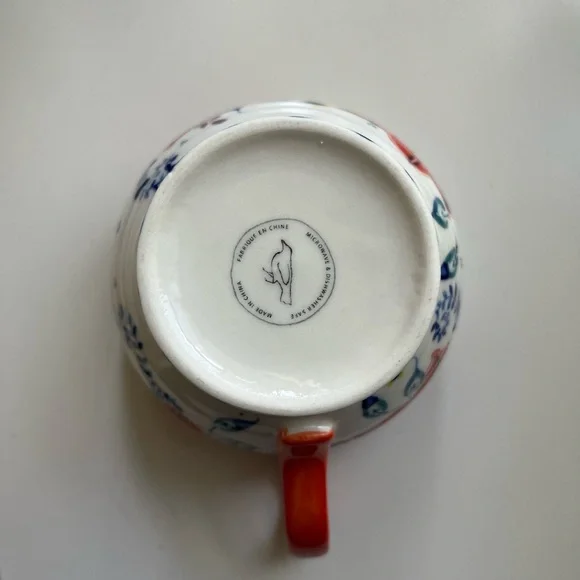 Anthropologie Orange Multi Pedestal Floral Mug Coffee Tea Cup by Jennifer Lewis - Picture 5 of 5